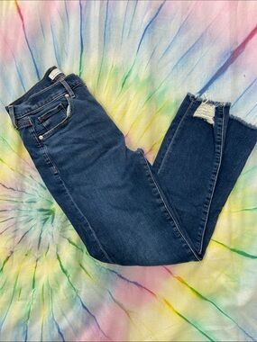 LOFT Dark Blue Skinny Jeans with Frayed Hem Lot 9